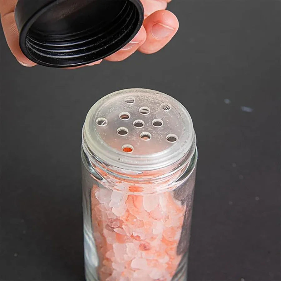 360° Rotating Spice Rack with 18 Glass Spice Jar Set Convenient Salt and Pepper Shakers Seasoning Organizer Kitchen Supplies