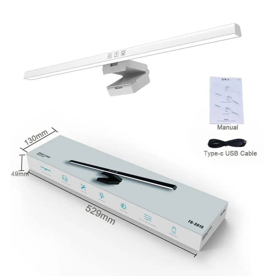 50cm Hanging PC Desk Lamp Computer Screen Display Light Computer Monitor Light Dimmable Timing Eye Protection for Study Work