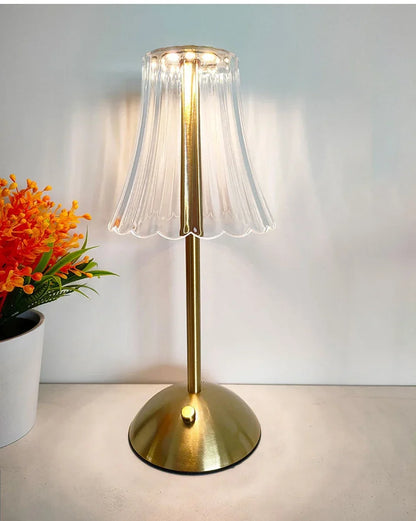 Rechargeable Crystal LED Table Lamp Touch Sensor Dimmable Desktop Nightlight Reading Lamp For Bar Hotel Restaurant Bedroom Decor