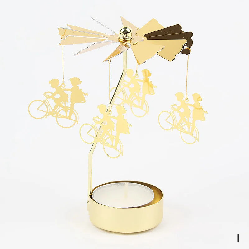 Carousel Candle Holder Gold Metal Candlesticks Room Decor Cake Rotating Candle Stand Home Decoration For Valentine's Christmas