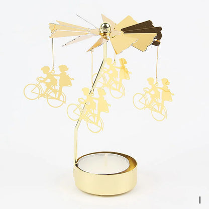 Carousel Candle Holder Gold Metal Candlesticks Room Decor Cake Rotating Candle Stand Home Decoration For Valentine's Christmas