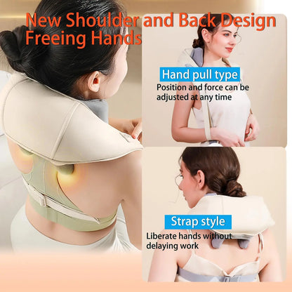 20W Beige Neck And Shoulder Massager Wireless Shoulder And Back Kneading Massage Shawl Trapezius Neck Cervical Masajeador