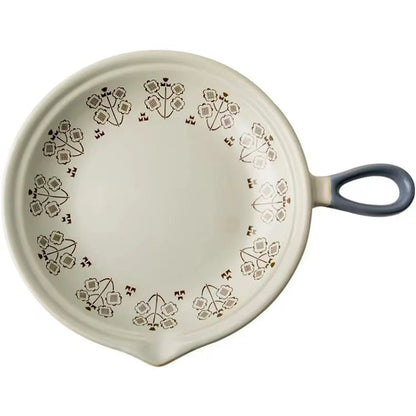 Ceramic Baking Pan Flat Bottomed Frying Pan  Wok Pan Fruit Plate with Handle Dinner  Dish Party Buffet Restaurant Cookware