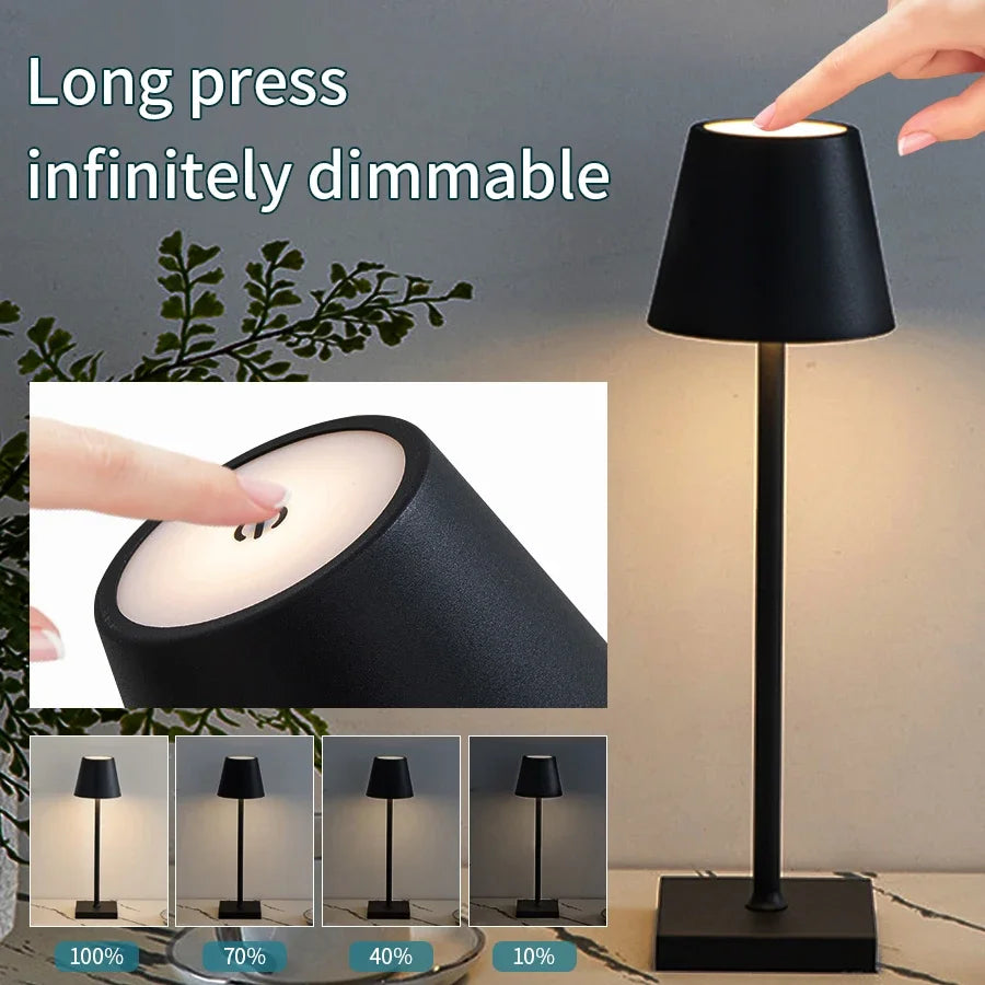 LED Desk Lamp Usb Rechargeable Table Lamp Wireless Touch 3 Color Desktop Night Light Bar Restaurant Creative Ambient Light Decor
