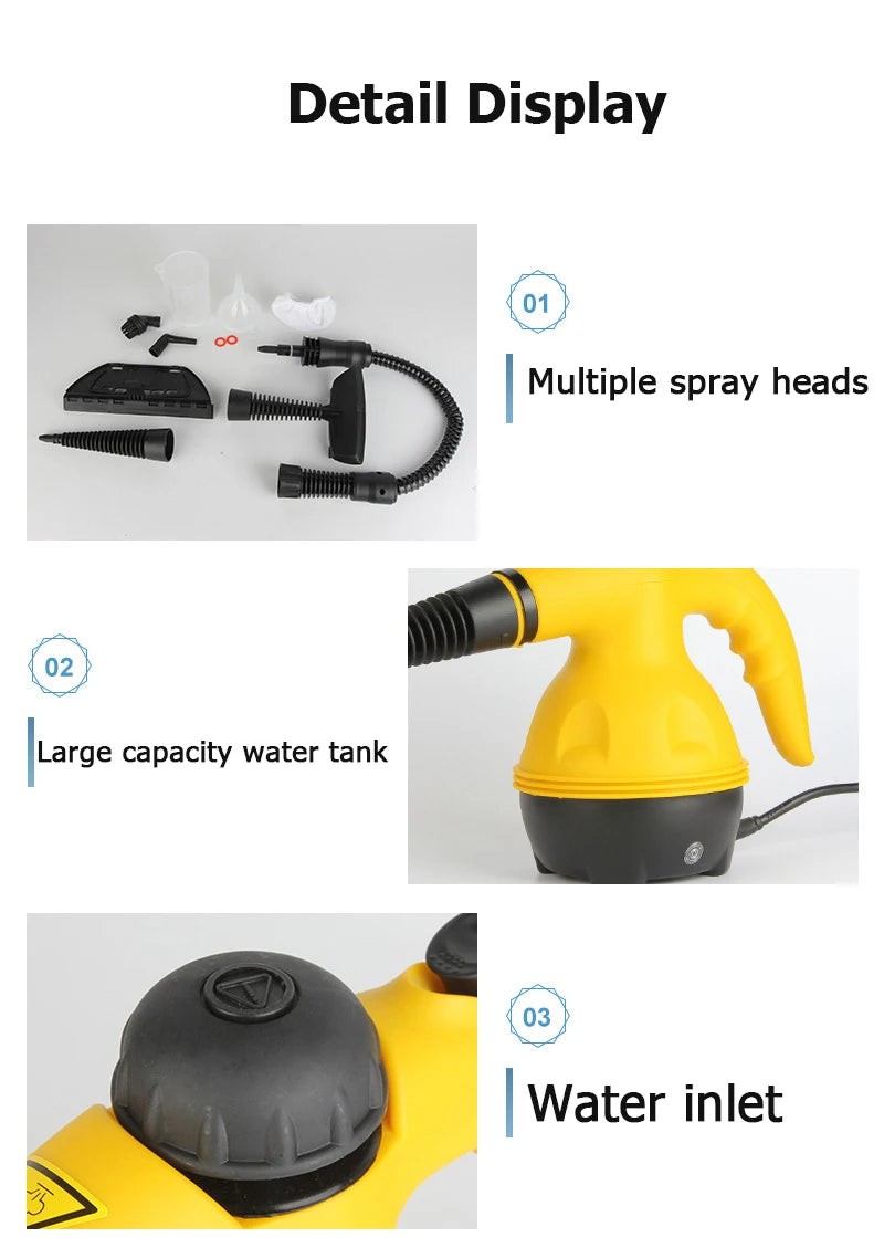 Large capacity water tank handheld high-temperature steam cleaning machine, suitable for kitchen/sofa/window/bedroom/car care