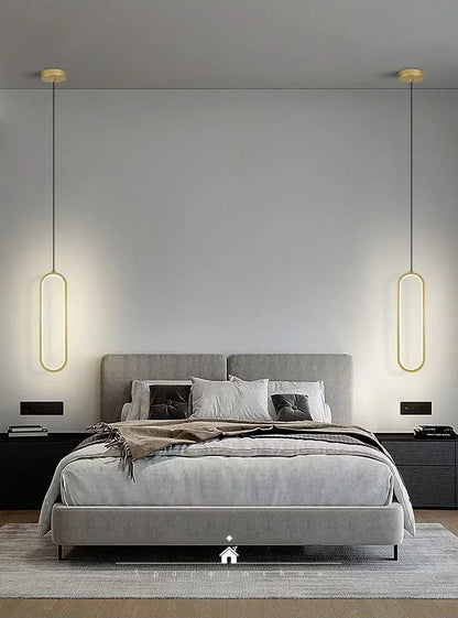 Modern LED Pendant Light Gold Black Minimalist Elliptical Pendant Lamp Living Room Dining Room Shop Bar Lighting Decoration