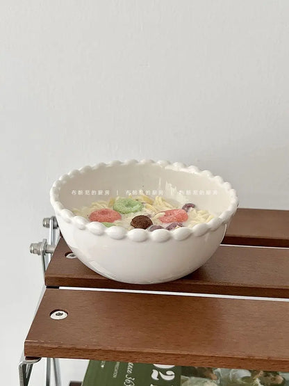 French Ins Ceramic Plates Home Pearl Edge Plates Western Cuisine Dish Home Breakfast Plates Steak Oval Household Tableware