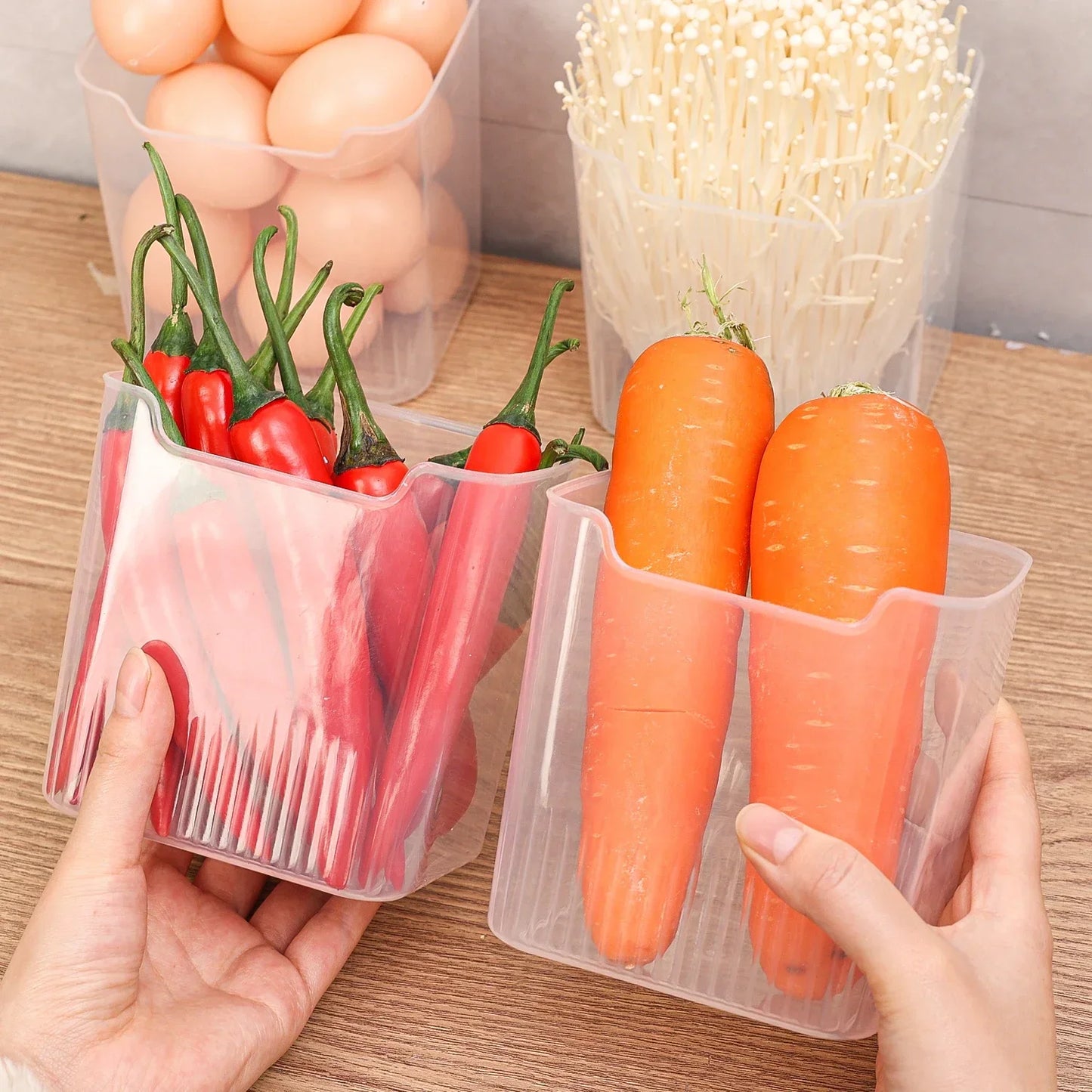 1/6PCS Fridge Side Door Storage Boxes Portable Vegetables Fruits Preservation Box Kitchen Food Grade Plastic Storage Containers