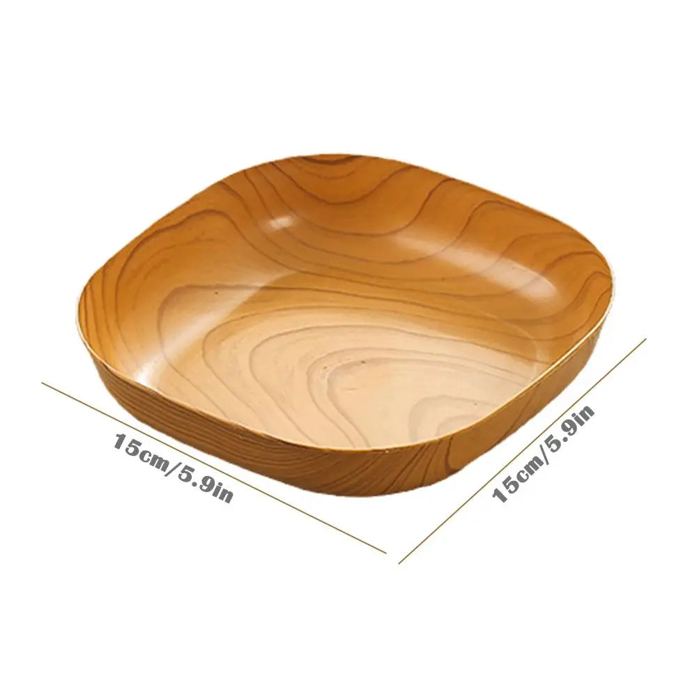 Kitchen Wood Grain Plastic Square Plate Flower Pot Tray Cup Pad Coaster Plate Kitchen Spit Bone Dish Plate Coaster Serving Plate