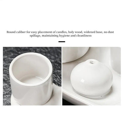 Incense Holder Ceramic Burner Stand Bowl 4-in-1 Incense Stick Holder Spiritual Zen Art For Living Room Yoga Relaxation Home