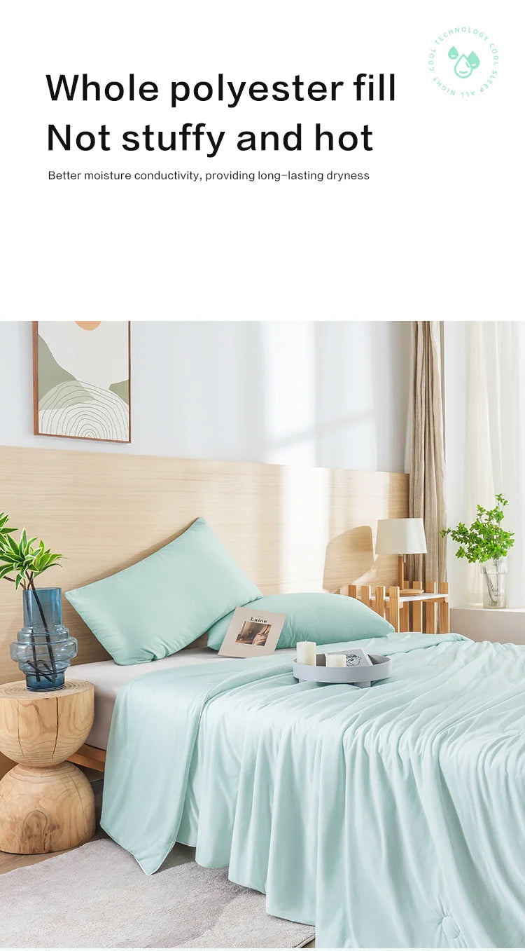 Cooling Blanket for Bed Silky Air Condition Comforter Lightweight Cooled Ice Summer Quilt with Double Side Cold & Cooling Fabric