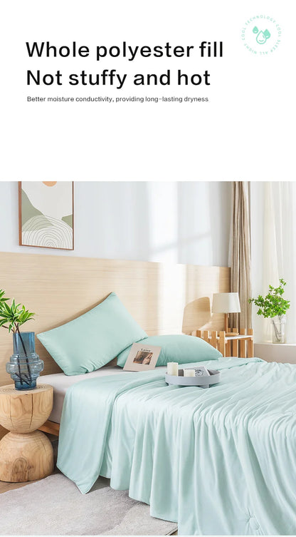 Cooling Blanket for Bed Silky Air Condition Comforter Lightweight Cooled Ice Summer Quilt with Double Side Cold & Cooling Fabric