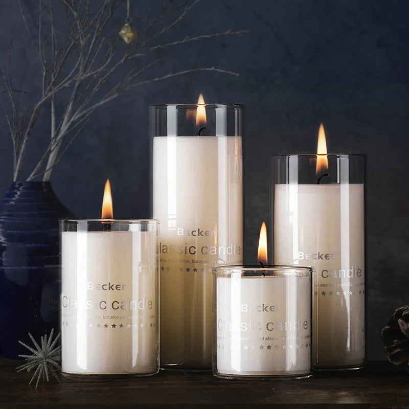 Glass Candle Holders Dia 8cm Cylinder Vases for Pillar Candle, Holders or Flower Vase Wedding Decoration Candlelight Dinner