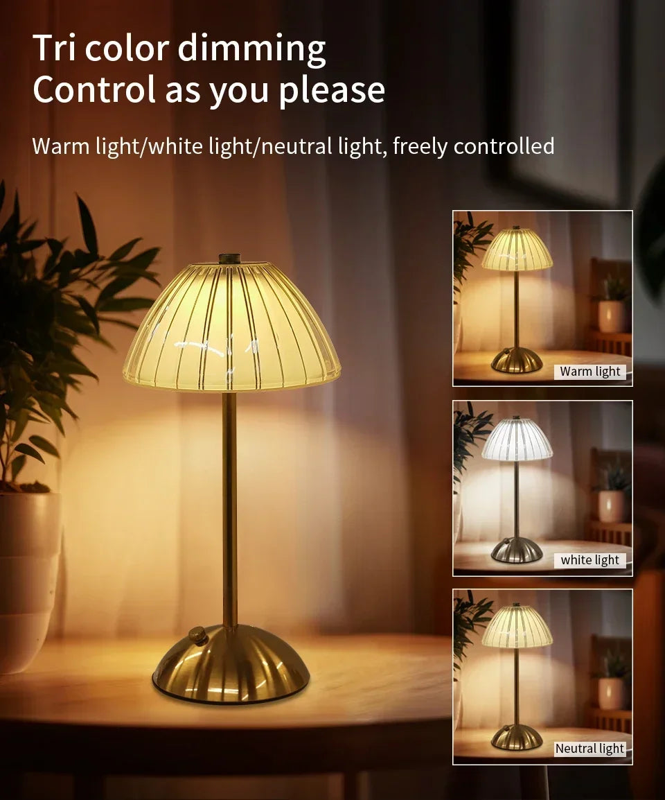 Rechargeable Crystal LED Table Lamp Touch Sensor Dimmable Desktop Nightlight Reading Lamp For Bar Hotel Restaurant Bedroom Decor