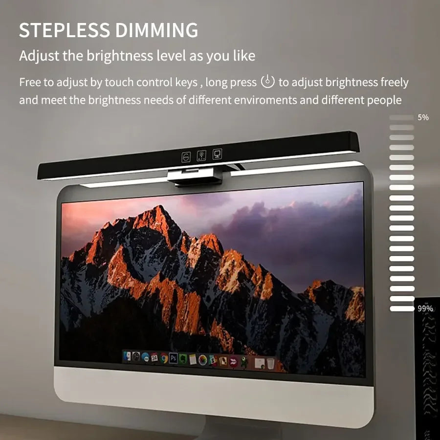 50cm PC Screen Display Hanging Light Computer Monitor Lamp Eye Protection Desk Lights Dimmable Timing Function for Study Work