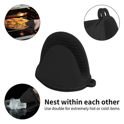 2pcs Silicone Oven Mitts, Heat Resistant & Non-Slip, Anti-Scalding Pot Holder Gloves for Cooking/Baking, Kitchen Safety