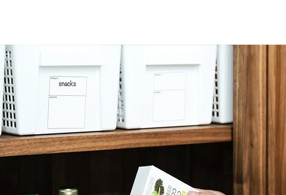 New 4/3PCS Crate Plastic Storage Box with Label Kitchen Basket Home Storage Supplies Desktop Cosmetic Stationery Organizer Boxes