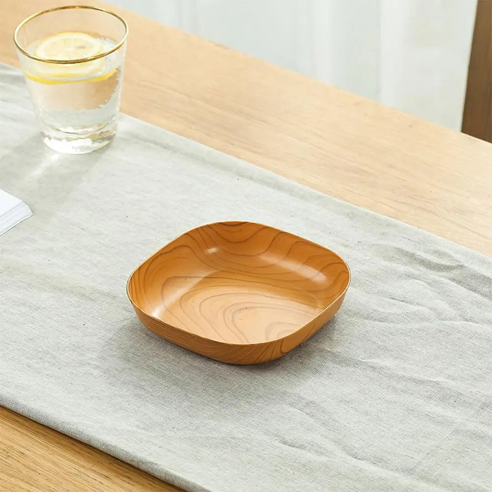 Kitchen Wood Grain Plastic Square Plate Flower Pot Tray Cup Pad Coaster Plate Kitchen Spit Bone Dish Plate Coaster Serving Plate