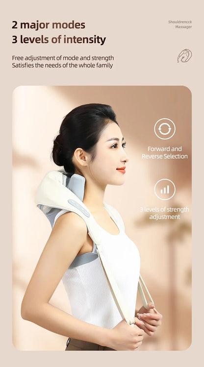 20W Beige Neck And Shoulder Massager Wireless Shoulder And Back Kneading Massage Shawl Trapezius Neck Cervical Masajeador