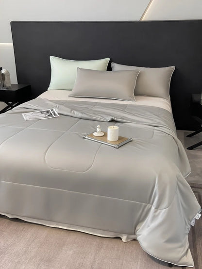 Reversible Cooling Blankets Smooth Air Condition Comforter Lightweight Summer Quilt Washable Double Side Cold Fabric & Cool Skin