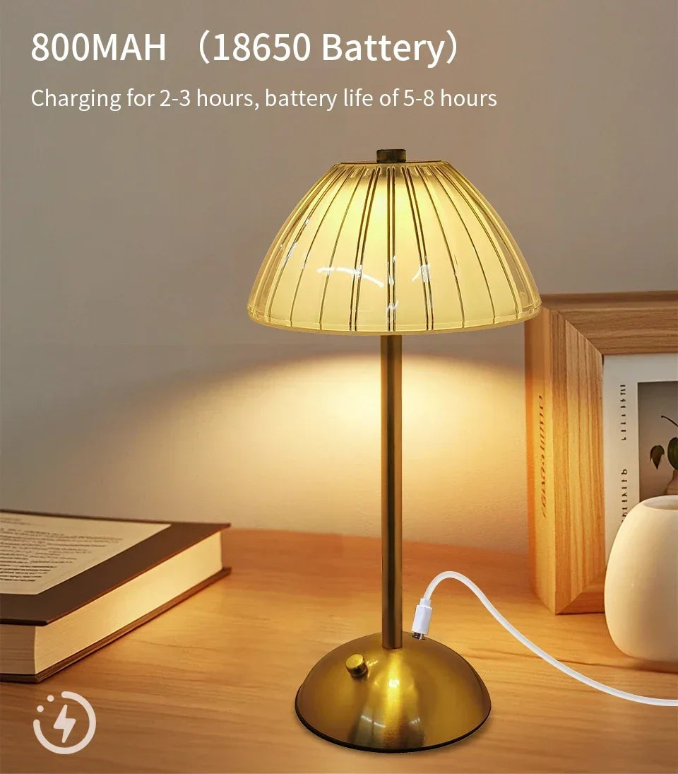 Rechargeable Crystal LED Table Lamp Touch Sensor Dimmable Desktop Nightlight Reading Lamp For Bar Hotel Restaurant Bedroom Decor