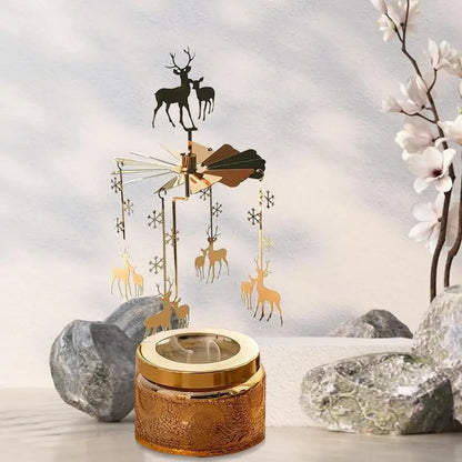 Rotating aromatherapy candle holder metal rotating candle holder dinner atmosphere tabletop rotating decoration