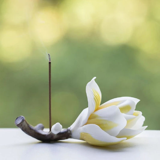 Handmade ceramic magnolia stick incense burner holder, elegant home decoration incense holder