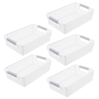 5Pcs Rectangular Storage Frame Plastic Baskets Mini Narrow Desk Organizer Home Office School Supplies Bathroom Accessories