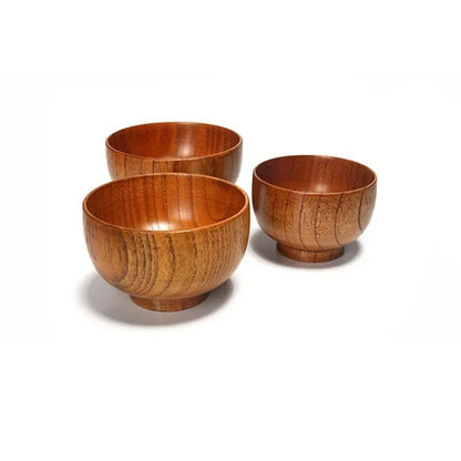 Natural Wooden Bowl Japanese Wood Rice Soup Bowl Salad Bowl Food Container Large Small Bowl for Kids Tableware Wooden Utensils