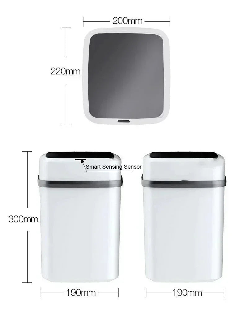Smart Trash Can Intelligent Waste Bin Automatic Sensor Dustbin with Lid Waterproof Recycling Bins for Home Kitchen Bathroom