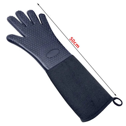 Extra Long Professional Silicone Oven Mitts Gloves with Quilted Liner Durable Heat Resistant Grill Oven Gloves Baking Tools