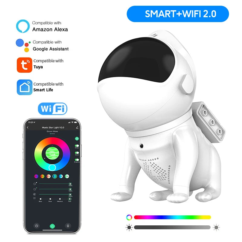 Space Dog Night Light Galaxy Star Astronaut Projector App Nebula Lamps  Led Lights For Children Bedroom Decorative Birthday Gift