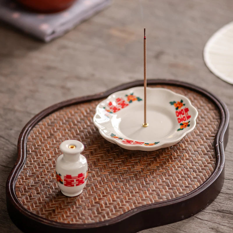 2 in 1 Chinese Incense Holder Ceramic Incense Burner for Incense Stick Home Indoor Fragrance Tools Buddhism Supplies Home Decor