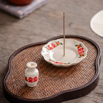 2 in 1 Chinese Incense Holder Ceramic Incense Burner for Incense Stick Home Indoor Fragrance Tools Buddhism Supplies Home Decor