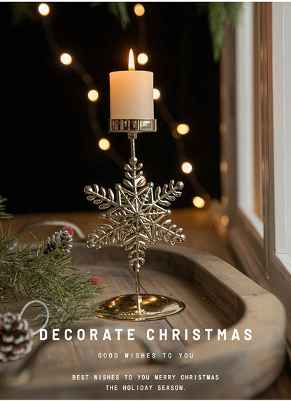 Christmas Golden Wrought Iron Candlestick Star Elk Christmas Tree Candle Holder Merry Christmas New Year Table Decoration