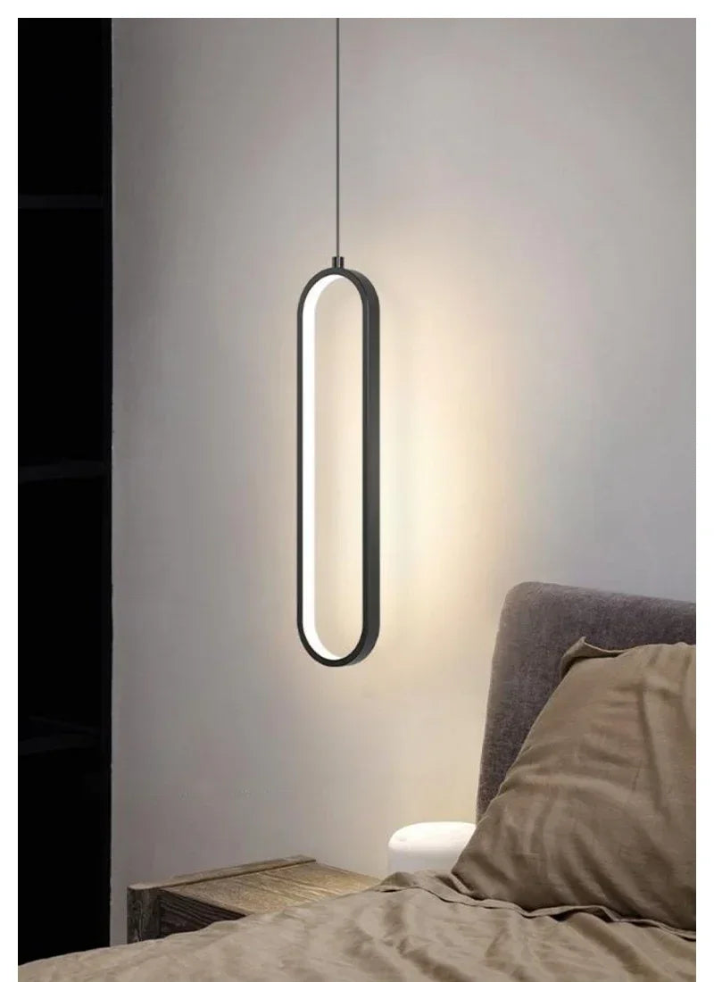 Modern LED Pendant Light Gold Black Minimalist Elliptical Pendant Lamp Living Room Dining Room Shop Bar Lighting Decoration