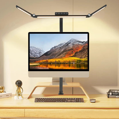 LED Desk Lamp Double Head Steoless Dimming Eye-Caring Home Reading Lights 3 Color Mode Flexible Adjustable PC Office Table Lamps