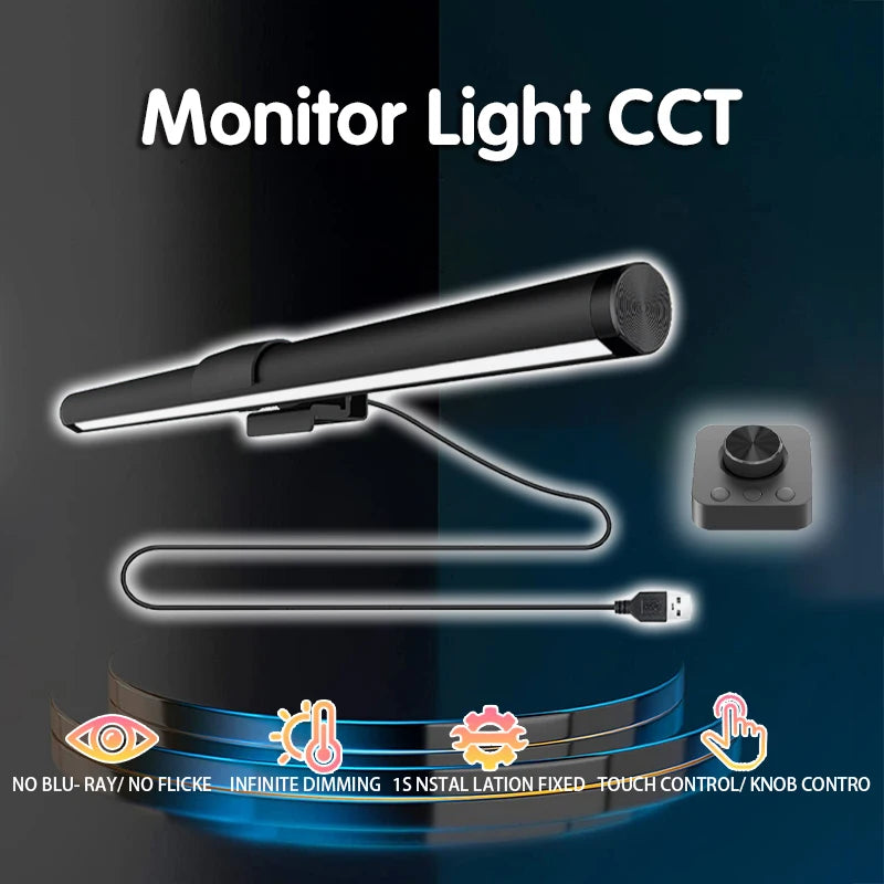 Wiscolor LED Monitor Light With Remote Control Stepless Dimmable Monitor Screen Hanging Light for Computer Study LED Table Lamp
