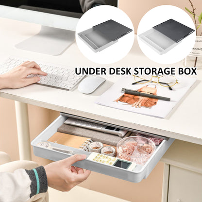1/2Pcs Under Desk Drawer Storage Box Hidden Self-Adhesive Stationery Storage Drawer For Office Home Organizer Accessories