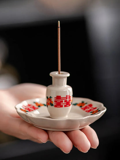 2 in 1 Chinese Incense Holder Ceramic Incense Burner for Incense Stick Home Indoor Fragrance Tools Buddhism Supplies Home Decor