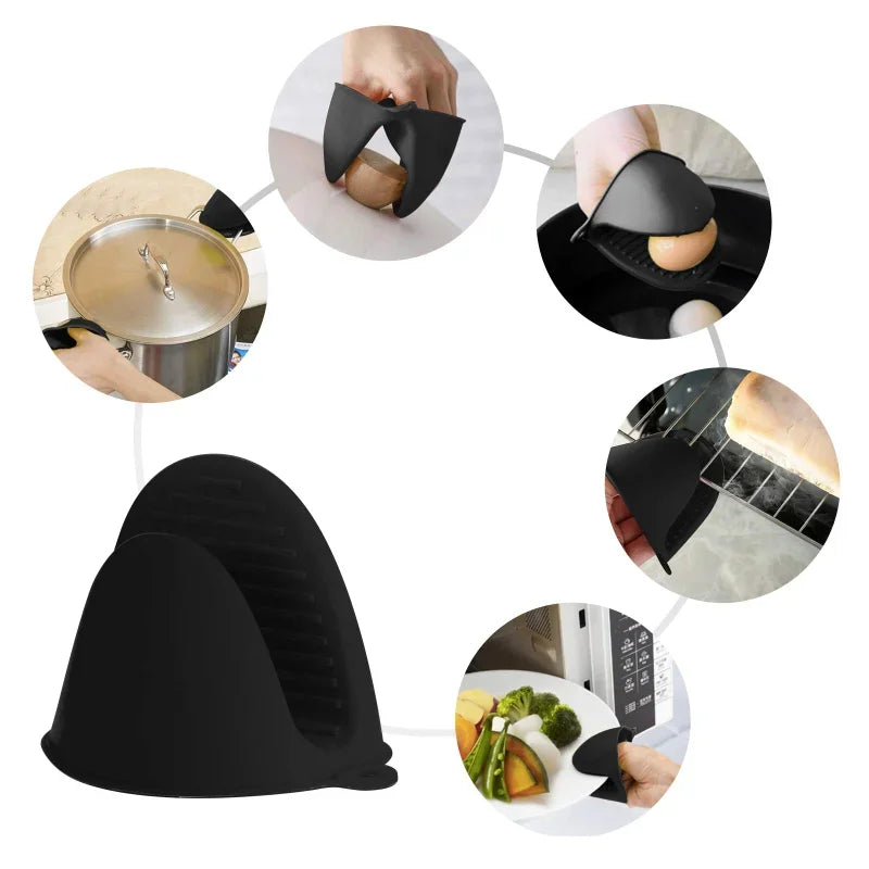 2pcs Silicone Oven Mitts, Heat Resistant & Non-Slip, Anti-Scalding Pot Holder Gloves for Cooking/Baking, Kitchen Safety