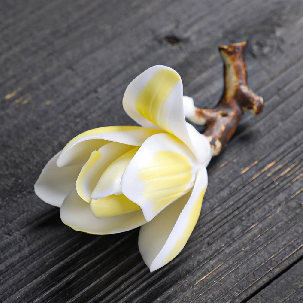 Handmade ceramic magnolia stick incense burner holder, elegant home decoration incense holder