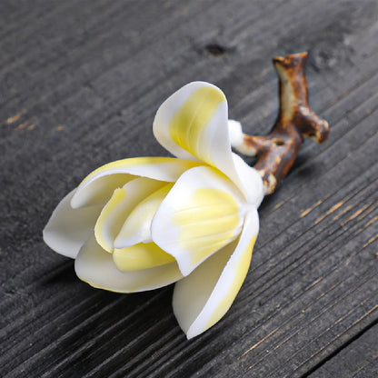Handmade ceramic magnolia stick incense burner holder, elegant home decoration incense holder