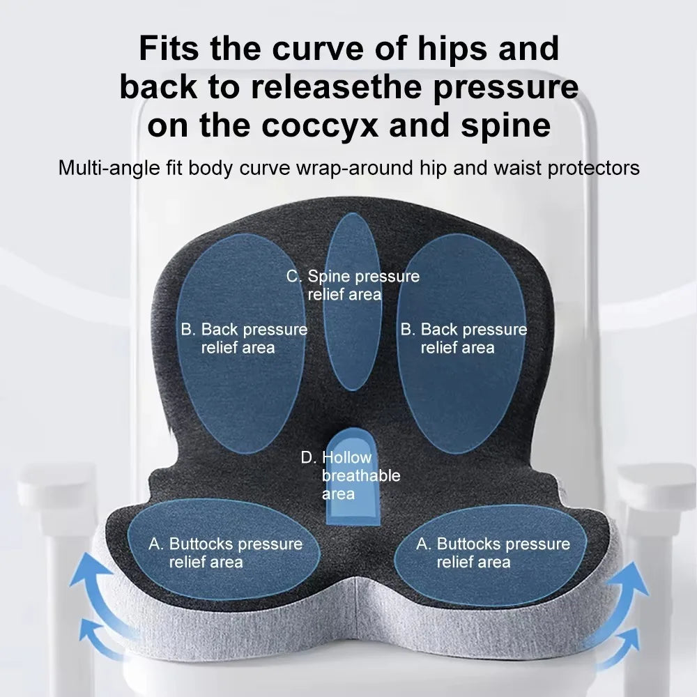 Comfort Memory Foam Backrest Cushion Breathable Non-Slip Chair Cushion One-piece Design Waist Protection Truck Seat Cushion