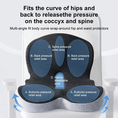 Comfort Memory Foam Backrest Cushion Breathable Non-Slip Chair Cushion One-piece Design Waist Protection Truck Seat Cushion