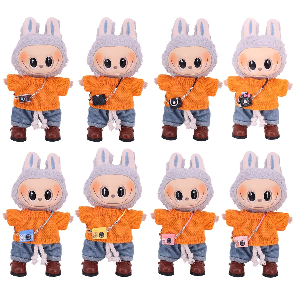 Doll Mini Crossbody Bag Cartoon Model Camera Pendant Doll Accessories For 15-17cm Plush Labubu Doll Gift,Girl's Dollhouse Toys