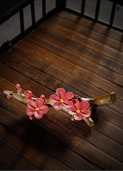 Ceramic Plum Blossom Pen Rest Home Desktop Joss-stick Base Incense Ceremony Ornaments Zen Tea Ceremony Accessories Tea Pets