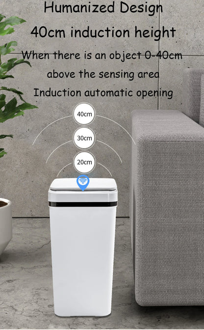 Bathroom Touchless Trash, 12L Motion Sensor-Activated Trash Can with Lid, Automatic Kitchen Trash for Office, Living Room, Bedroom