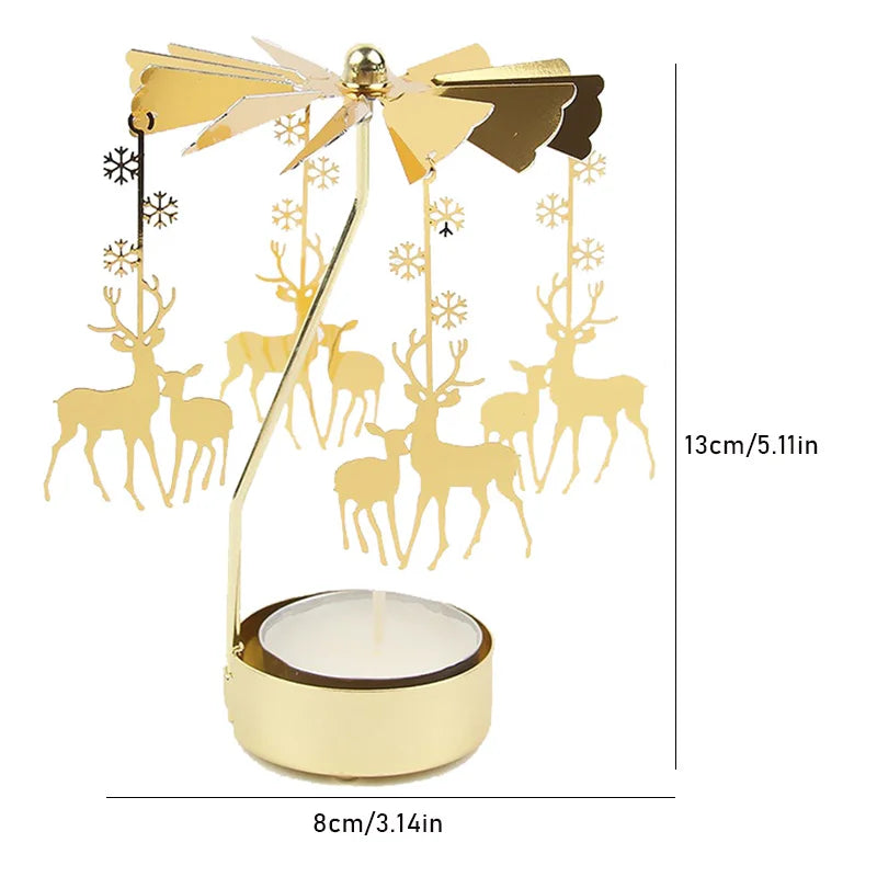 Carousel Candle Holder Gold Metal Candlesticks Room Decor Cake Rotating Candle Stand Home Decoration For Valentine's Christmas