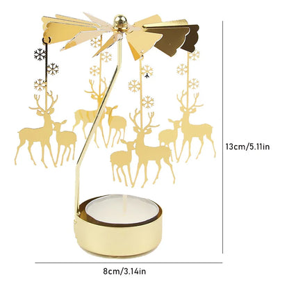 Carousel Candle Holder Gold Metal Candlesticks Room Decor Cake Rotating Candle Stand Home Decoration For Valentine's Christmas